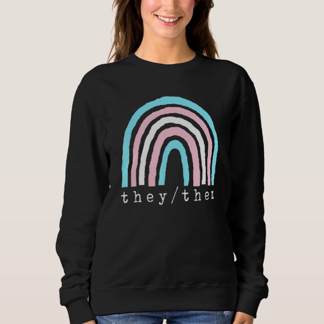 Boho Regnbåge Trans Pronomen De Dem Stolthet Lbgtq T Shirt (Framsida)