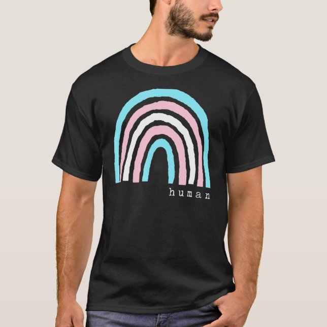 Boho regnbåge transflagg mänsklig stolthet Lbgtqia T Shirt (Framsida)