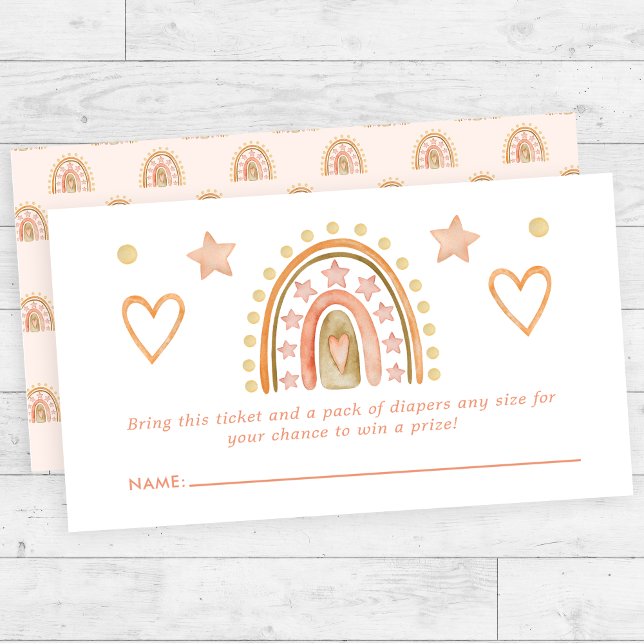 Boho regnbåge vattenfärg baby shower blöja lotteri tilläggskort (Skapare uppladdad)