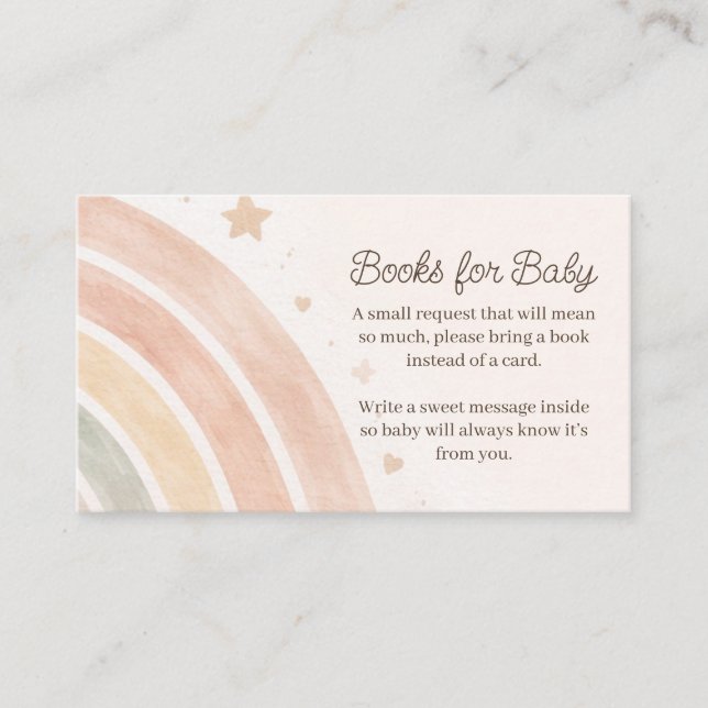 Boho-regnbågsböcker för baby Minimal baby shower Tilläggskort (Framsida)