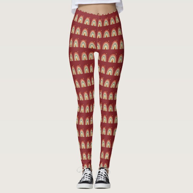 Boho regnbågsmönstrad slips leggings (Framsida)