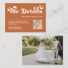 Boho Retro 70s Brinnande Orange Bröllop webbplats Tilläggskort