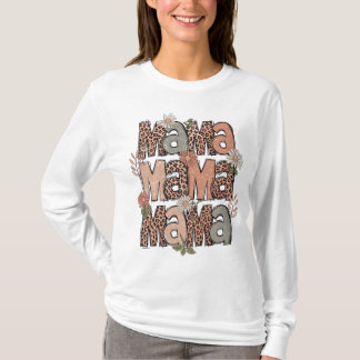 Boho Retro Blommigt Mamma Långärmad Shirt T