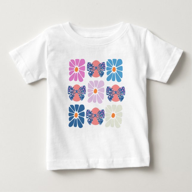 Boho retro blommigt simple påsk t shirt (Framsida)