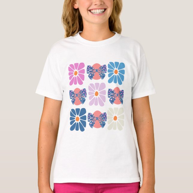 Boho retro blommigt simple påsk t shirt (Framsida)