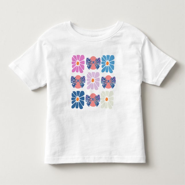 Boho retro blommigt simple påsk t shirt (Framsida)