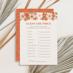 Boho Retro-Blommigten gissar det Prisa babyvisning Inbjudningar