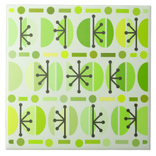 Boho Retro Bowls Linjer Chartreuse Kakelplatta