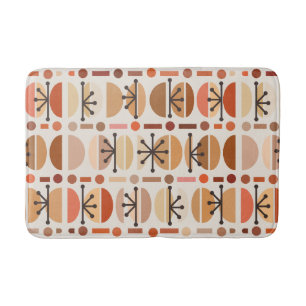 Boho Retro Bowls Linjer Earth Tones Badrumsmatta