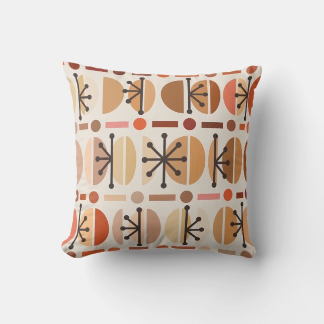Boho Retro Bowls Linjer Earth Tones Kudde (Framsida)