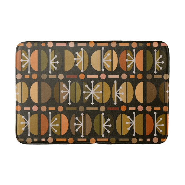 Boho Retro Bowls Linjer Mörk Earth Tones Badrumsmatta (Framsidan)