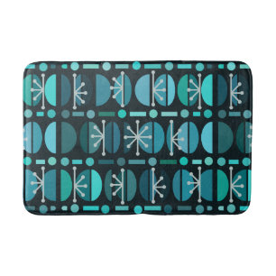 Boho Retro Bowls Linjer Teal Badrumsmatta
