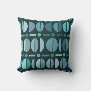 Boho Retro Bowls Mönster Teal Kudde