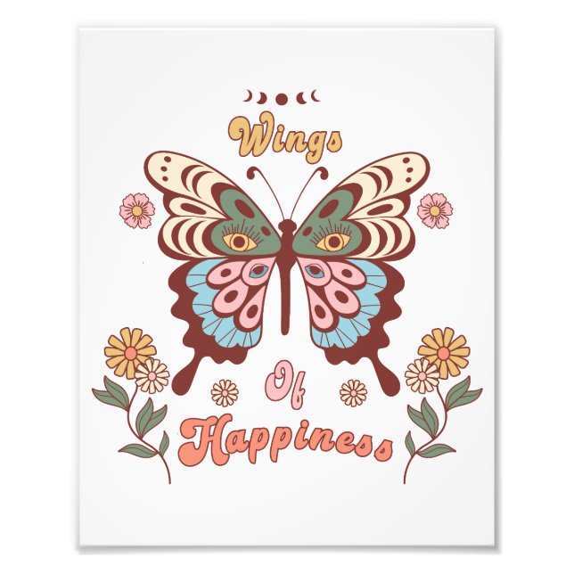 Boho Retro Butterfly Vingar Fototryck (Framsidan)