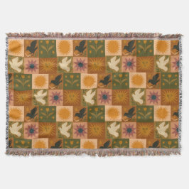 Boho Retro Celestial Sol Måne Filt