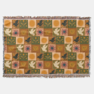 Boho Retro Celestial Sol Måne Filt