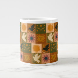 Boho Retro Celestial Sol Måne Jumbo Mugg