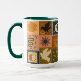 Boho Retro Celestial Sol Måne Mugg