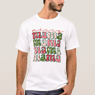Boho Retro Christmas Mama Mom Mother T Shirt