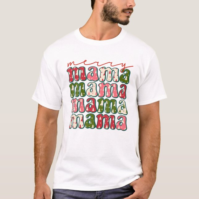 Boho Retro Christmas Mama Mom Mother T Shirt (Framsida)