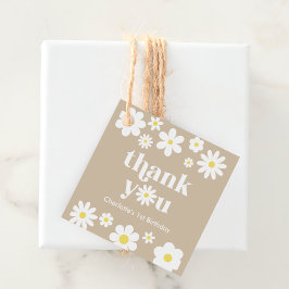 Boho Retro Daisy 1:a födelsedagen Gåvor Etiketter