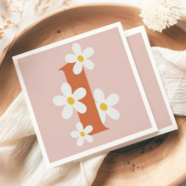 Boho Retro Daisy 1st Groovy Birthday Pappersservett