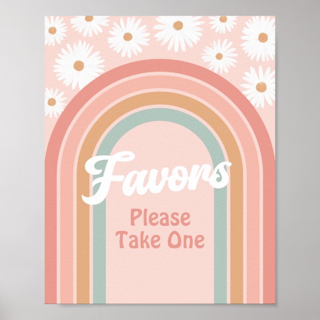 Boho Retro Daisy Birthday Favoriter-tecken Poster (Framsidan)