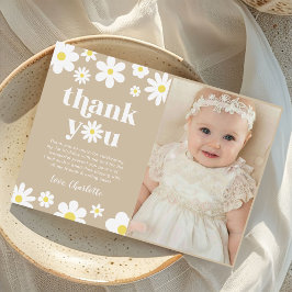 Boho Retro Daisy Birthday Photo Tack Kort