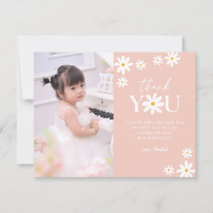 Boho Retro Daisy Blommigt Girl Birthday Photo Tack Kort