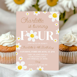 Boho Retro Daisy Bloom Birthday-inbjudan Inbjudningar
