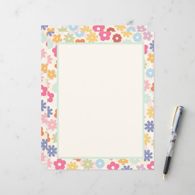 Boho Retro Daisy Flowers, sommartid 70 (Fram/Back In Situ)