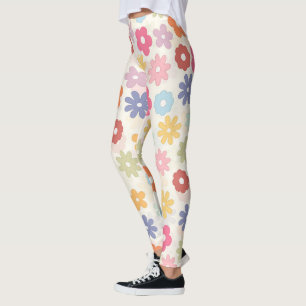 Boho Retro Daisy Flowers, sommartid 70 Leggings