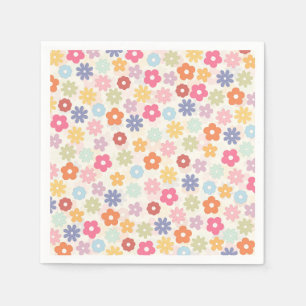 Boho Retro Daisy Flowers, sommartid 70 Pappersservett
