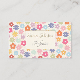 Boho Retro Daisy Flowers, sommartid 70 Visitkort