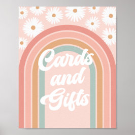 Boho Retro Daisy Födelsedagskort och presentkort Poster