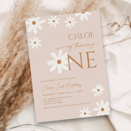 Boho Retro Daisy Girl First Birthday Inbjudningar
