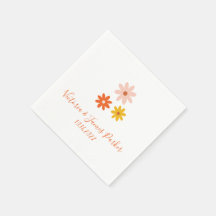 Boho Retro Daisy Par Namn Bröllop Napkins