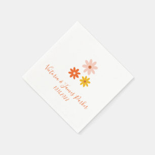Boho Retro Daisy Par Namn Bröllop Napkins Pappersservett