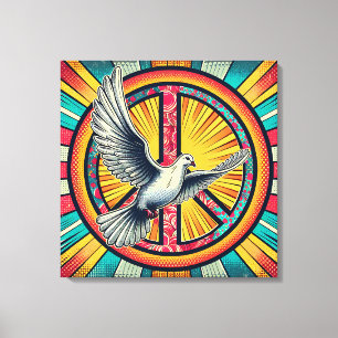 Boho Retro Dove och Fredstecken Canvastryck