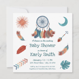 Boho Retro Dreamcatcher Baby Shower-inbjudan Inbjudningar
