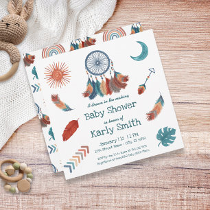 Boho Retro Dreamcatcher Baby Shower-inbjudan Inbjudningar