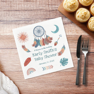 Boho Retro Dreamcatcher Baby Shower Pappersservett