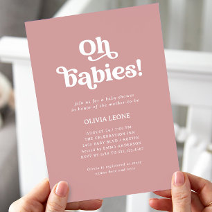 Boho Retro Dusty Ro Twillingar Babykläder Inbjudningar
