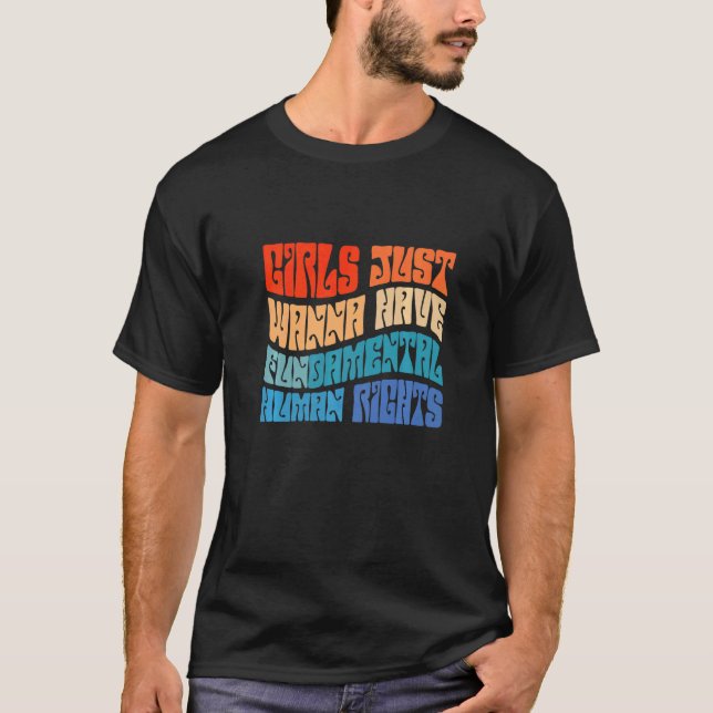 Boho Retro Flickor Vill Bara Ha Kul Damental Huma T Shirt (Framsida)