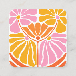 Boho retro Flower Mönster Fyrkantigt Visitkort