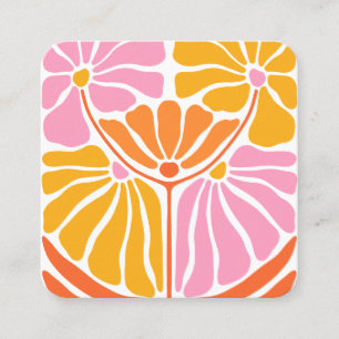 Boho retro Flower Mönster Fyrkantigt Visitkort