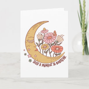 Boho Retro Flowers Måne Summer Vibe tar ett ögonbl Kort