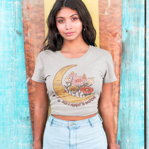 Boho Retro Flowers Måne Summer Vibe tar ett ögonbl T Shirt