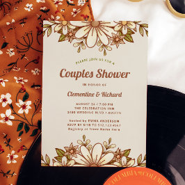 Boho Retro Flowers | Par Shower Inbjudningar