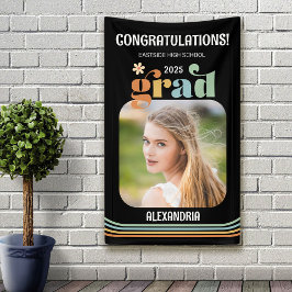 Boho Retro Foto Grattis Examens Banner